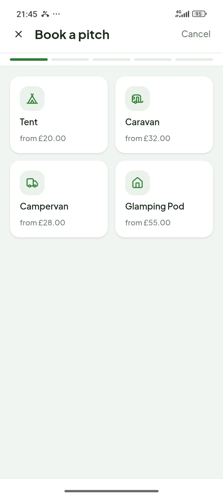 Booking Page on Guest app