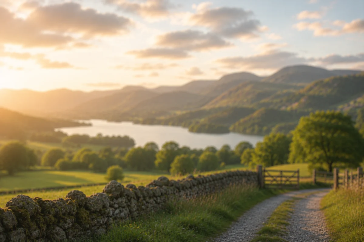 Scenic campsite landscape near Cumbrian countryside