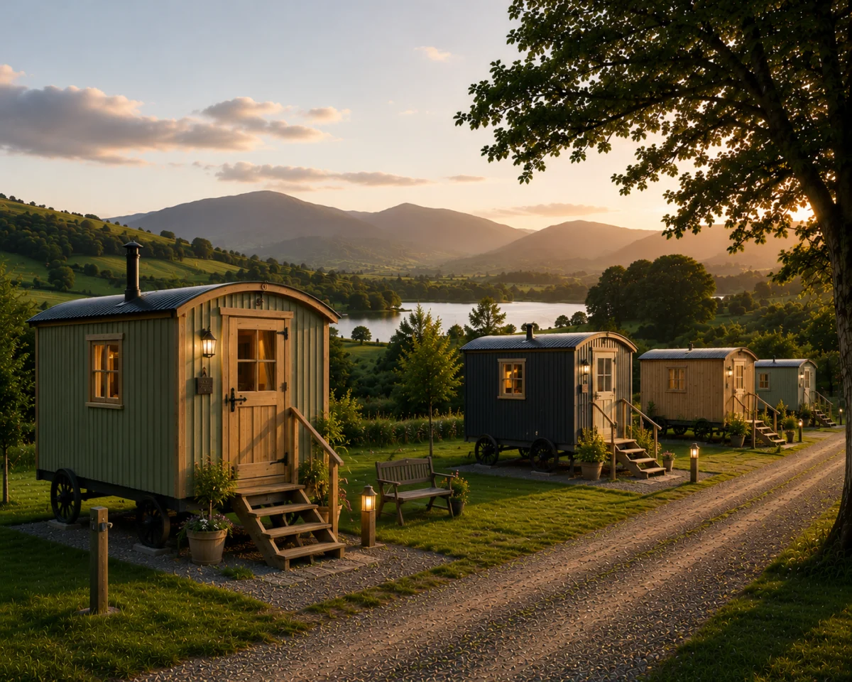 Shepherd's huts at the campsite